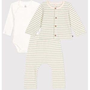 Petit Bateau Ensemble 3 pieces en bouclette eponge bebe Avalanche/ Herbier 1M