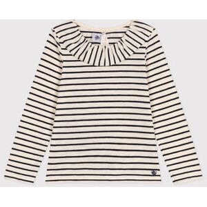 Petit Bateau Tee-shirt manches longues en jersey flamme enfant fille Blanc Avalanche/Bleu Smoking 6A