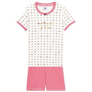 Petit Bateau Pyjacourt petite fille en côte Blanc Marshmallow/Blanc Multico 2A