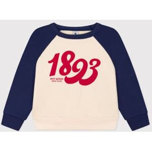 130_jour Sweatshirt en molleton enfant fille / garcon Bleu Chaloupe/Blanc Avalanche 8A