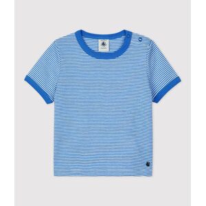 Petit Bateau Tee-shirt manches courtes raye milleraies en coton bio bebe Bleu Brasier/Gris Marshmallow 6M