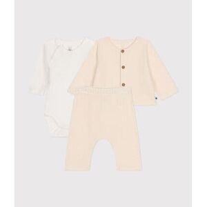 Petit Bateau Ensemble 3 pieces en bouclette eponge bebe Écru Avalanche 6M