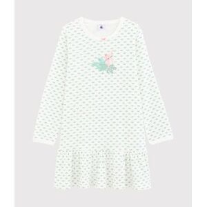 Petit Bateau Chemise de nuit petite fille en côte Blanc Marshmallow/Blanc Multico 2A