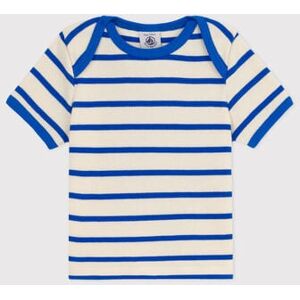 Petit Bateau Tee-shirt manches courtes bebe en maille côtelee rayee Bleu Avalanche/Blanc Perse 3M