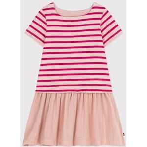 Petit Bateau Robe manches courtes jersey epais et gaze de coton enfant fille Saline/ Delhi 5A