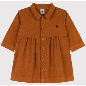 Petit Bateau Robe manches longues bebe en velours fin Marron Ecureuil 6M