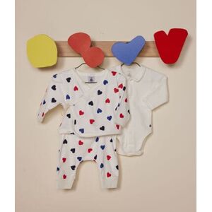 Petit Bateau Ensemble 3 pieces en coton bebe Blanc Marshmallow/Blanc Multico 3M