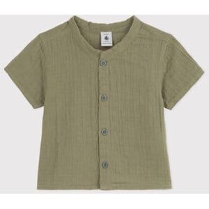 Petit Bateau Chemise manches courtes bebe en gaze de coton Vert Marecage 6M