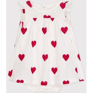 Petit Bateau Robe body imprimee coeur en coton bio bebe Blanc Marshmallow/Rouge Terkuit NAI