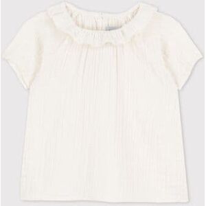 Petit Bateau Blouse en gaze de coton bio bebe Blanc Marshmallow 12M