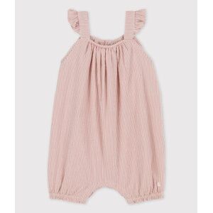 Petit Bateau Combinaison courte en seersucker bio bebe Rose Papaye/ Marshmallow 36M