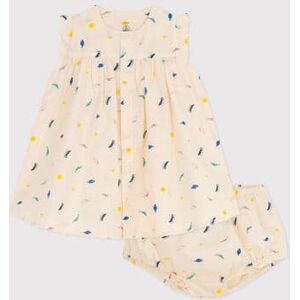 Petit Bateau Robe et bloomer imprimes en popeline bebe Blanc Avalanche/ Multico 6M