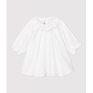 Petit Bateau Robe a fleurs bebe fille twill en coton biologique Blanc Marshmallow/Gris 12M