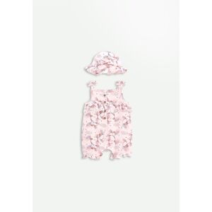 Petit Beguin Barboteuse bebe et chapeau en gaze de coton Exotic Bird