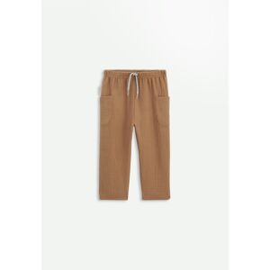 Petit Beguin Pantalon bebe en gaze de coton camel Gao