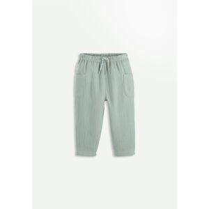 Petit Beguin Pantalon bebe en gaze de coton kaki Gao