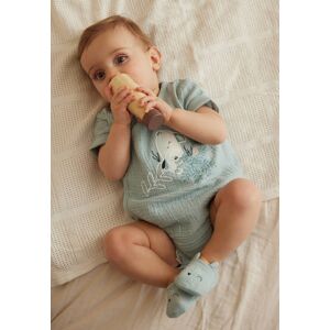 Petit Beguin Body bloomer bebe manches courtes bleu ouverture croisee Kimi