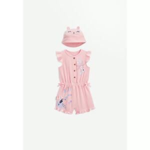 Petit Béguin Combishort bébé + chapeau en gaze de coton corail Bella Chica - Publicité