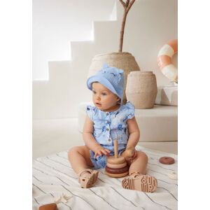 Petit Béguin Combishort bébé + chapeau en gaze de coton bleue Bella Chica - Publicité