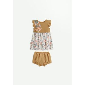 Petit Beguin Robe bebe + bloomer en gaze de coton Flamingo