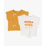 Tee-shirt bébé fille imprimé et noué 100% coton biologique (lot de 2) - 6M - ecru - GEMO ecru