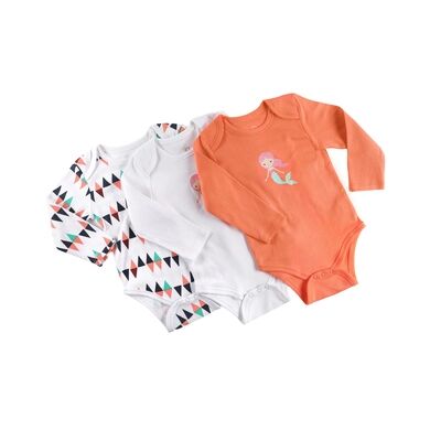 pink or blue Body enfant manches longues orange lot de 3