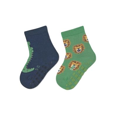 Sterntaler Lot de deux chaussettes ABS Crocodile/ Lion marine