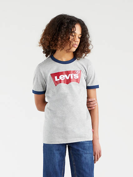 Levi's Teenager Batwing Ringer Tee - Homme - Gris / Grey Heather