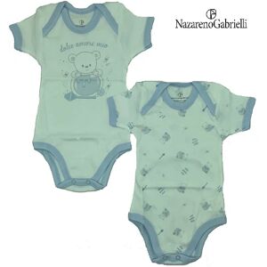 NAZARENO GABRIELLI 2 Pz Body Americano Mezza Manica Art Ng-200 Bi-Pack Colore A Scelta Misura A Scelta BIANCO-BIANCO 6 MESI