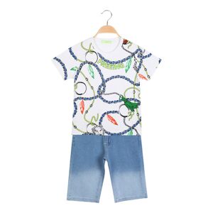 Sweet Completo 2 pezzi da ragazzo t-shirt + jeans corti Completi 3-16 Anni bambino Bianco taglia 14