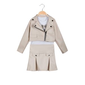 Solada Completo da bambina 3 pezzi in ecopelle con gonna Completi 3-16 Anni bambina Beige taglia 12