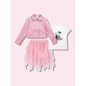 Pink Rabbit Completo da bambina con giacca in ecopelle + t-shirt e gonna in tulle Completi 3-16 Anni bambina Rosa taglia 12