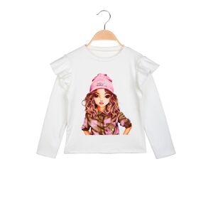 Solada Maglia da bambina in pile con maniche a volant T-Shirt Manica Lunga bambina Bianco taglia 04