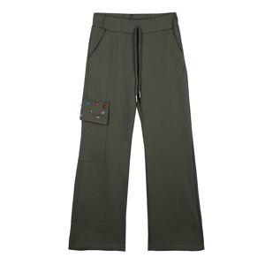 Sweet Pantaloni da bambina a zampa con tasca laterale e pietre Pantaloni Casual bambina Verde taglia 06