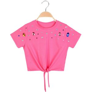 Solada T-shirt bambina con nodo e gemme T-Shirt Manica Corta bambina Fucsia taglia 04