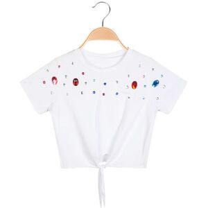 Solada T-shirt bambina con nodo e gemme T-Shirt Manica Corta bambina Bianco taglia 14