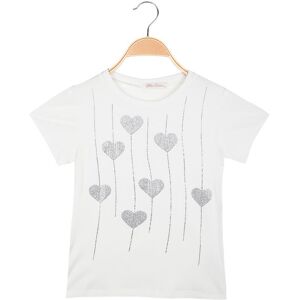 Miss Bellina T-shirt da bambina a costine con strass luccicanti T-Shirt Manica Corta bambina Bianco taglia 04