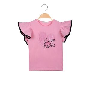 Hope Star T-shirt da bambina con maniche a volant e stampa cuore T-Shirt Manica Corta bambina Rosa taglia 12