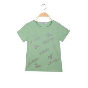 Miss Image T-shirt da bambina con scritte di strass T-Shirt Manica Corta bambina Verde taglia 08