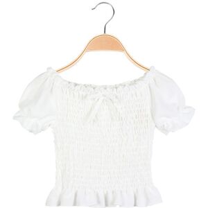 Solada Top corto da bambina elasticizzato T-Shirt Manica Corta bambina Bianco taglia 08