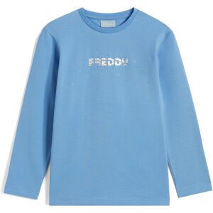 Freddy T-shirt da bambina manica lunga con logo e decoro argento Azzurro Junior 6 Anni