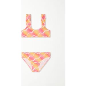 Tezenis Bikini Brassiere con Slip Ruches Sirena Bimba Bambina Arancione Tamaño 12-13