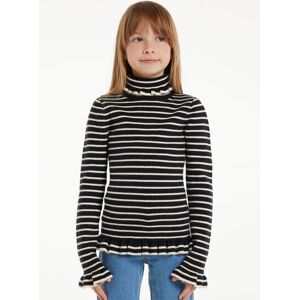 Tezenis Maglia Manica Lunga Collo Alto Costine Ruches Bimba Bambina Nero Tamaño 8-9