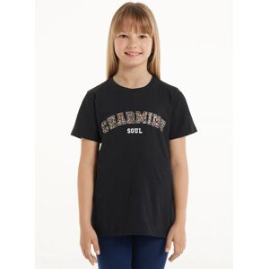 Tezenis T-Shirt Girocollo in Cotone con Stampa Bambina Nero Tamaño 8-9