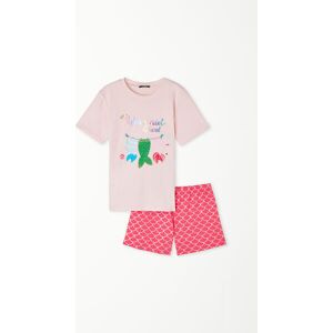 Tezenis Pigiama Corto in Cotone con Stampa Sirena Bambina Rosa Chiaro Tamaño 4-5