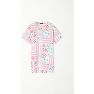 Tezenis Camicia da Notte Mezza Manica in Cotone Stampa Patchwork Bambina Tamaño 6-7