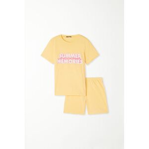 Tezenis Completo T-Shirt e Short in Cotone con Stampa Bimba Bambina Giallo Tamaño 2-3