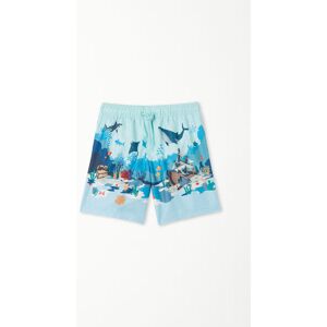 Tezenis Costume Boxer in Tela Stampata Bimbo Bambino Blu Tamaño 8-9