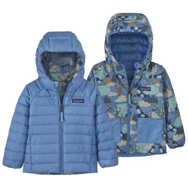 patagonia baby reversible down hoody jr - giacca piumino - bambino light blue/multicolor 18m