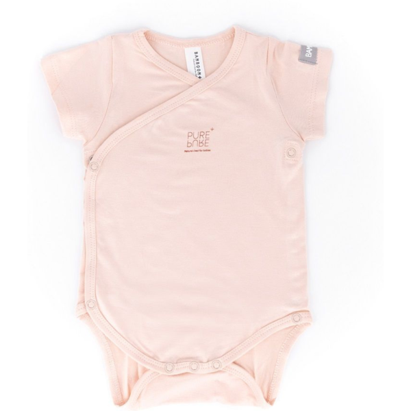 bamboom body neonato a maniche corte rosa 0-1m